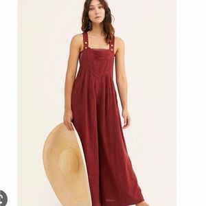 Free People Red Sun-Drenched Overalls